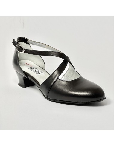 Scarpa da ballo donna ballo da sala liscio standard pelle nero suola bufalo tacco 30 largo