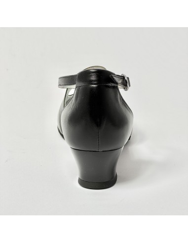Scarpa da ballo donna ballo da sala liscio standard pelle nero suola bufalo tacco 30 largo