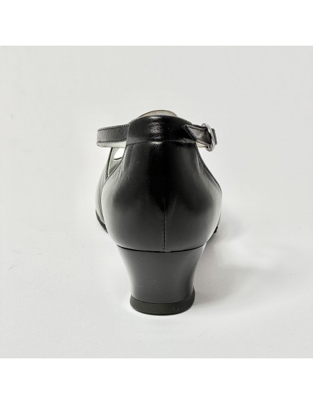 Scarpa da ballo donna ballo da sala liscio standard pelle nero suola bufalo tacco 30 largo