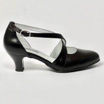 Scarpa da ballo donna ballo da sala liscio standard pelle nero suola bufalo tacco 50