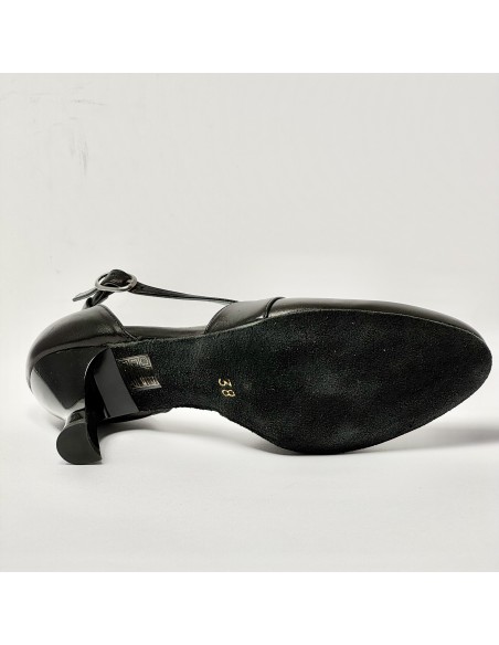Scarpa da ballo donna ballo da sala liscio standard pelle nero suola bufalo tacco 70 rocchetto