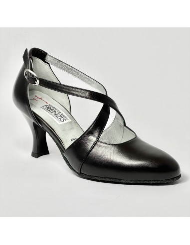 Scarpa da ballo donna ballo da sala liscio standard pelle nero suola bufalo tacco 70 rocchetto