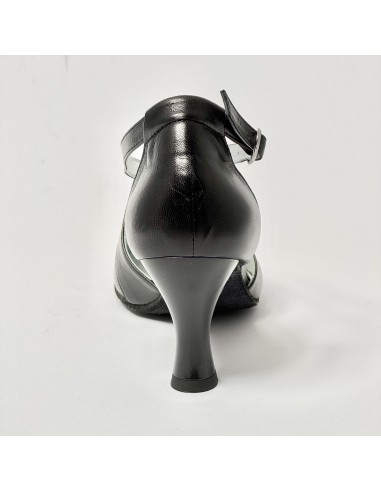 Scarpa da ballo donna ballo da sala liscio standard pelle nero suola bufalo tacco 70 rocchetto