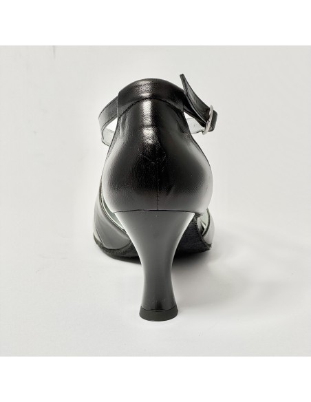 Scarpa da ballo donna ballo da sala liscio standard pelle nero suola bufalo tacco 70 rocchetto