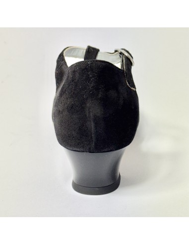 Scarpa da ballo donna liscio da sala standard punta chiusa nabuk polvere nero suola cuoio tacco 30 rocchetto