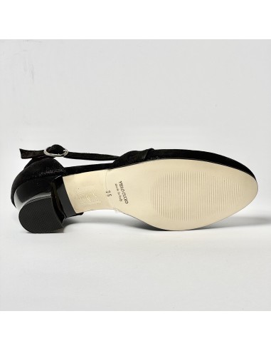 Scarpa da ballo donna liscio da sala standard punta chiusa nabuk polvere nero suola cuoio tacco 30 largo