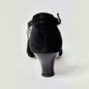 Scarpa da ballo donna liscio da sala standard punta chiusa cinturini incrociati nabuk polvere nero suola cuoio tacco 50