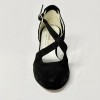 Scarpa da ballo donna liscio da sala standard punta chiusa cinturini incrociati nabuk polvere nero suola cuoio tacco 50