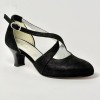 Scarpa da ballo donna liscio da sala standard punta chiusa cinturini incrociati nabuk polvere nero suola cuoio tacco 50