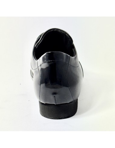 Sneakers da ballo uomo latino liscio tango pelle vernice nero zeppa gomma micro 2 cm suola bufalo