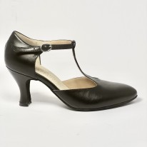 Scarpa da ballo donna liscio da sala standard punta chiusa pelle nero suola bufalo tacco 70 rocchetto