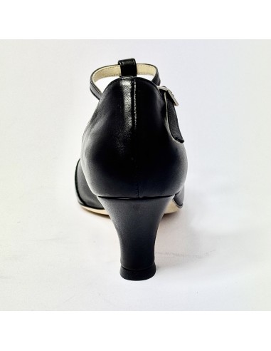 Scarpa da ballo donna liscio da sala standard punta chiusa pelle nero suola cuoio tacco 50