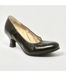 Scarpa da ballo donna liscio da sala standard punta chiusa pelle nero suola bufalo tacco 50 rocchetto