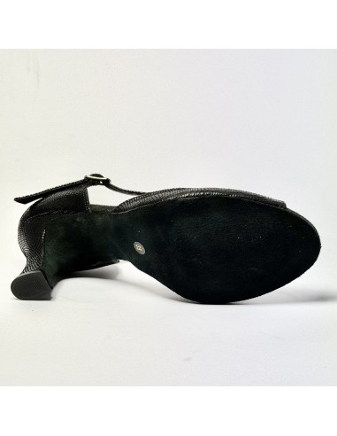 Scarpa da ballo donna latino americano liscio da sala punta chiusa nabuk lucertolina nero suola bufalo tacco 70 rocchetto