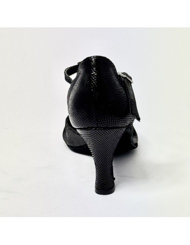 Scarpa da ballo donna latino americano liscio da sala punta chiusa nabuk lucertolina nero suola bufalo tacco 70 rocchetto