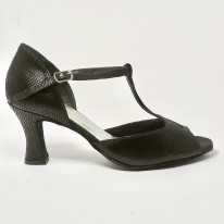 Scarpa da ballo donna latino americano liscio da sala punta chiusa nabuk lucertolina nero suola bufalo tacco 70 rocchetto