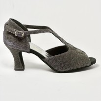 Scarpa da ballo donna latino americano liscio da sala tessuto galassia bronzo suola bufalo tacco 70 rocchetto