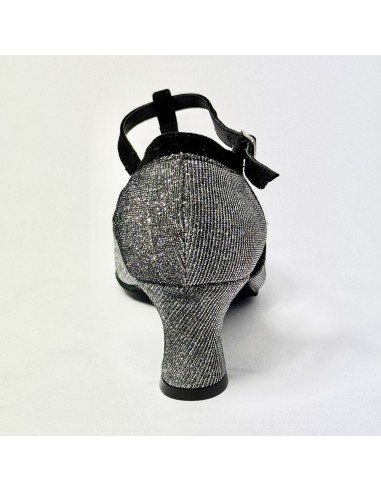 Scarpa da ballo donna liscio da sala standard punta chiusa tessuto galassia nero camoscio nero suola bufalo tacco 50 largo