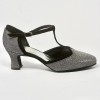Scarpa da ballo donna liscio da sala standard punta chiusa tessuto galassia nero camoscio nero suola bufalo tacco 50 largo