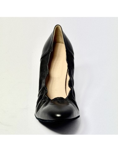 Scarpa da ballo donna liscio da sala standard punta chiusa pelle nero suola bufalo tacco 70 rocchetto