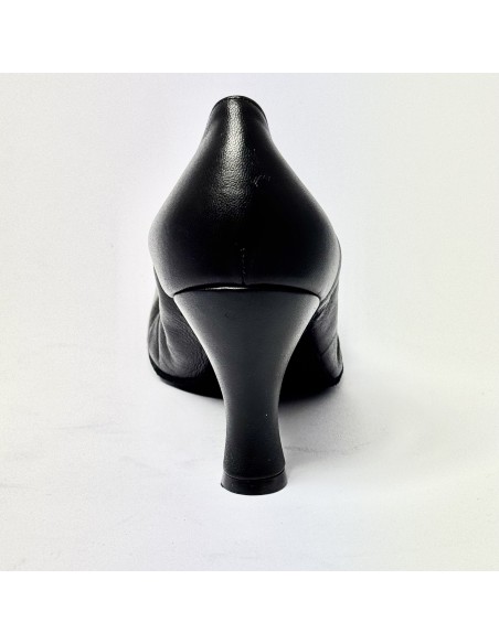 Scarpa da ballo donna liscio da sala standard punta chiusa pelle nero suola bufalo tacco 70 rocchetto