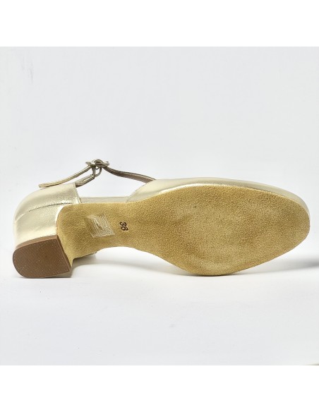 Scarpa da ballo donna liscio da sala standard punta chiusa pelle platino suola bufalo tacco 30 largo