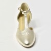 Scarpa da ballo donna liscio da sala standard punta chiusa pelle platino suola cuoio tacco 50