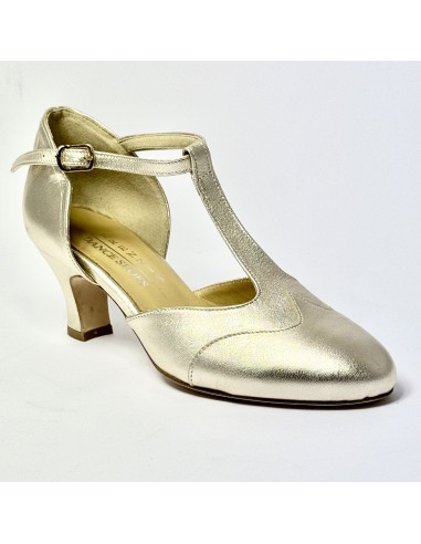 Scarpa da ballo donna liscio da sala standard punta chiusa pelle platino suola cuoio tacco 50