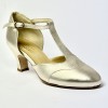 Scarpa da ballo donna liscio da sala standard punta chiusa pelle platino suola cuoio tacco 50