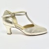 Scarpa da ballo donna liscio da sala standard punta chiusa pelle platino suola cuoio tacco 50
