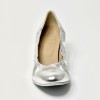 Scarpa da ballo donna standard liscio da sala punta chiusa pelle argento suola bufalo tacco 50 rocchetto
