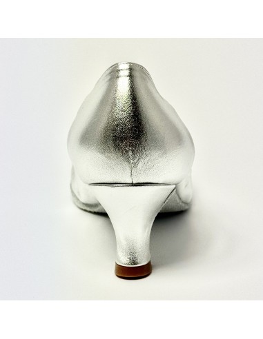 Scarpa da ballo donna standard liscio da sala punta chiusa pelle argento suola bufalo tacco 50 rocchetto