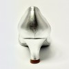 Scarpa da ballo donna standard liscio da sala punta chiusa pelle argento suola bufalo tacco 50 rocchetto