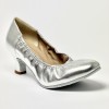 Scarpa da ballo donna standard liscio da sala punta chiusa pelle argento suola bufalo tacco 50 rocchetto