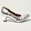 Scarpa da ballo donna standard liscio da sala punta chiusa pelle argento suola bufalo tacco 50 rocchetto