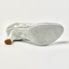 Scarpa da ballo donna standard liscio da sala punta chiusa pelle argento suola bufalo tacco 50 rocchetto