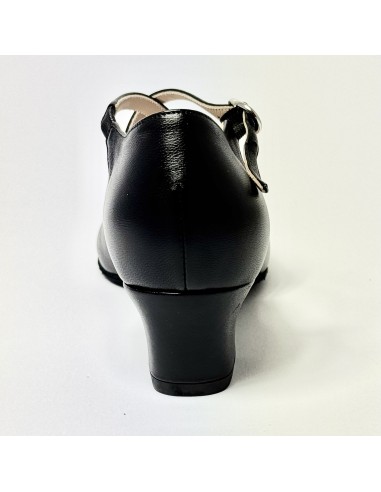 Scarpa da ballo donna liscio da sala standard punta chiusa pelle nero suola bufalo tacco 30 largo