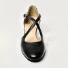 Scarpa da ballo donna liscio da sala standard punta chiusa pelle nero suola bufalo tacco 30 largo