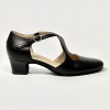 Scarpa da ballo donna liscio da sala standard punta chiusa pelle nero suola bufalo tacco 30 largo