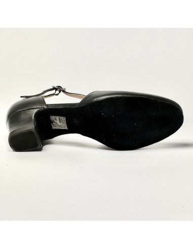 Scarpa da ballo donna liscio da sala standard punta chiusa pelle nero suola bufalo tacco 30 largo