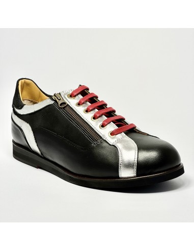 Scarpa da ballo latino americano e tempo libero pelle nera/argento e camoscio nero suola gomma micro