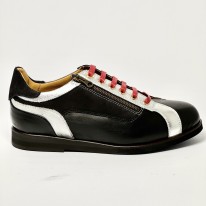 Scarpa da ballo latino americano e tempo libero pelle nera/argento e camoscio nero suola gomma micro