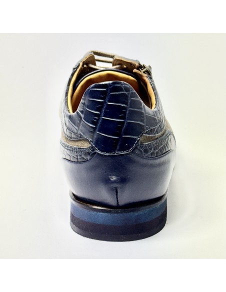 Sneakers da tempo libero e ballo latino americano pelle blu camoscio taupe suola gommina