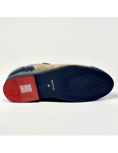 Sneakers da tempo libero e ballo latino americano pelle blu camoscio taupe suola gommina