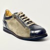 Sneakers da tempo libero e ballo latino americano pelle blu camoscio taupe suola gommina