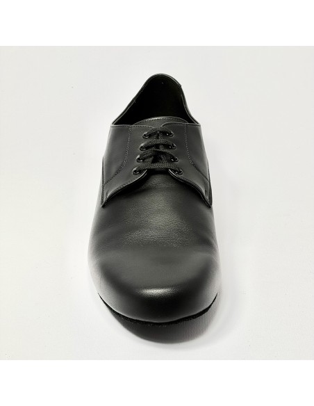 Scarpa da ballo uomo liscio da sala tango argentino latino americano forma extra large pelle nero suola bufalo tacco 20