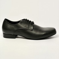 Scarpa da ballo uomo liscio da sala tango argentino latino americano forma extra large pelle nero suola bufalo tacco 20