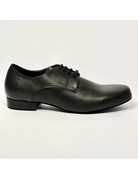 Scarpa da ballo uomo liscio da sala tango argentino latino americano forma extra large pelle nero suola bufalo tacco 20