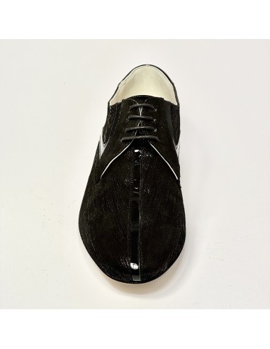Scarpa da ballo uomo tango latino liscio da sala nabuk stampato vernice nero suola in cuoio pomiciato tacco 25