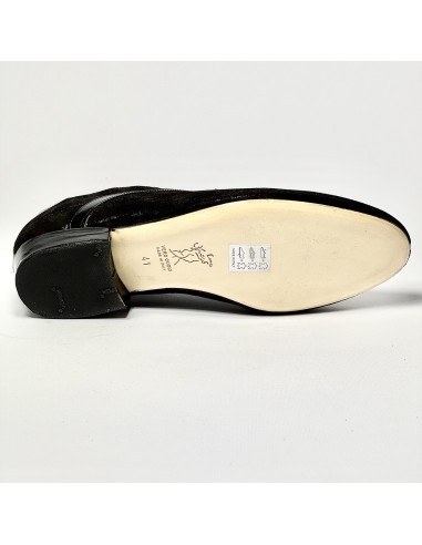 Scarpa da ballo uomo tango latino liscio da sala nabuk stampato vernice nero suola in cuoio pomiciato tacco 25